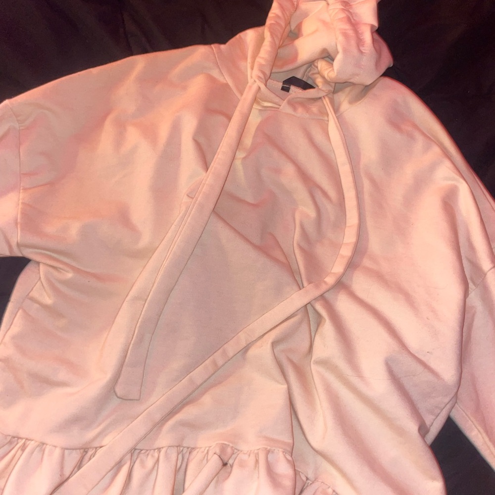Cream color ruffled hoodie
